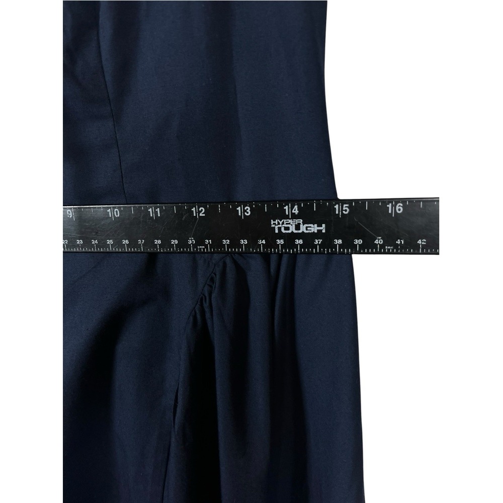 New MOON RIVER Sz M Dress Midi Navy White Bow Basque Smocked Back Tuckernuck NWT - Picture 6 of 12
